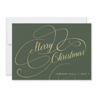 Merry Christmas gold calligraphy script elegant Holiday Card