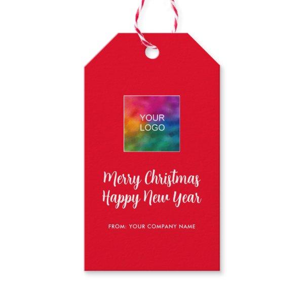 Merry Christmas Happy New Year Logo Handwritten Gift Tags
