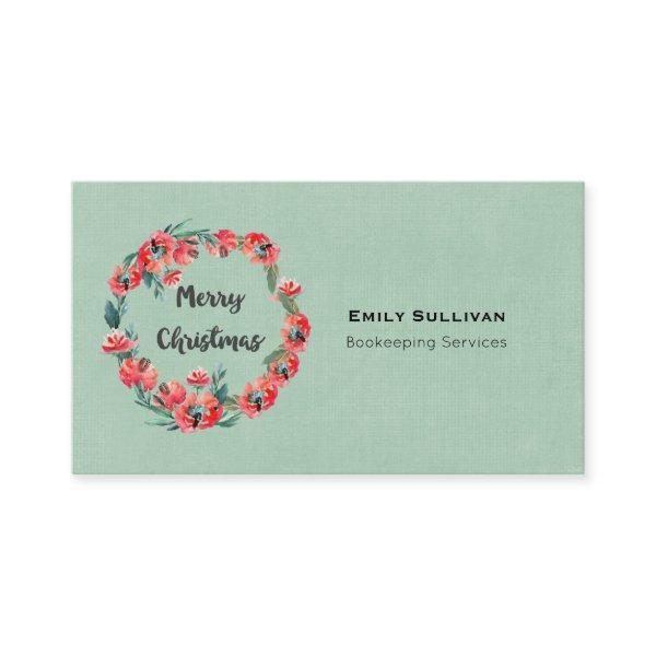 Merry Christmas Red Floral Watercolor Wreath
