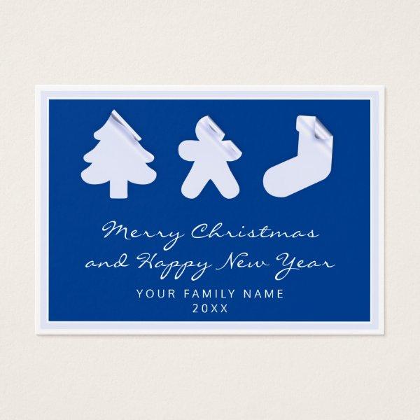 Merry Happy New Year Tree Gingerbread Socks Navy