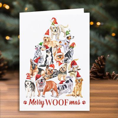 Merry Woofmas Dog Lover Christmas Tree Dogs  Card