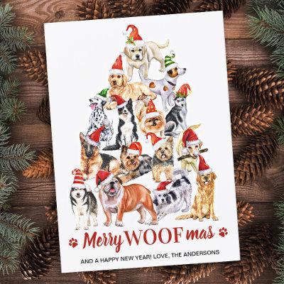 Merry Woofmas Dog Lover Christmas Tree Dogs Holiday Card