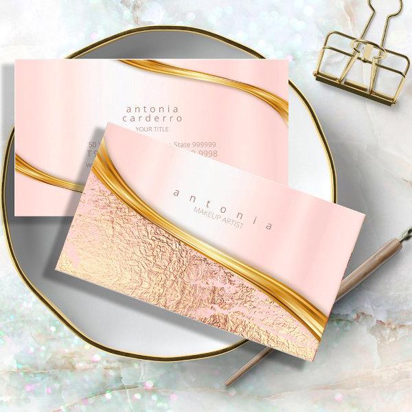 Metal and Crinkled Foil Wave Rose Gold ID811