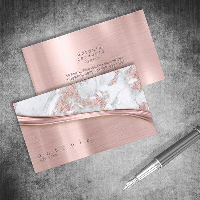 Metal and Glitter Marble Wave Rose Gold ID808
