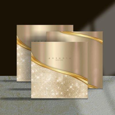 Metal and Glitter Wave Gold Sq ID807 Square