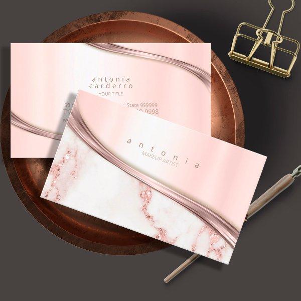Metal and Marble Wave Rose Gold ID811