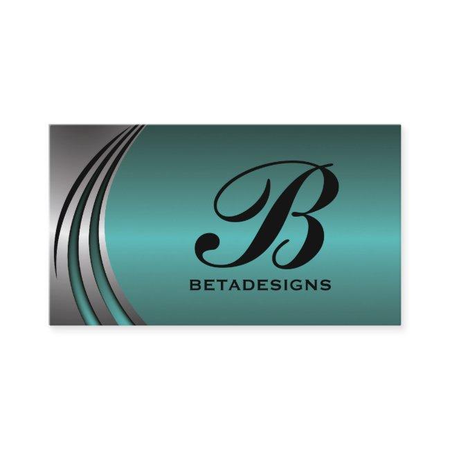 Metal silver grey teal, eye-catching monogram