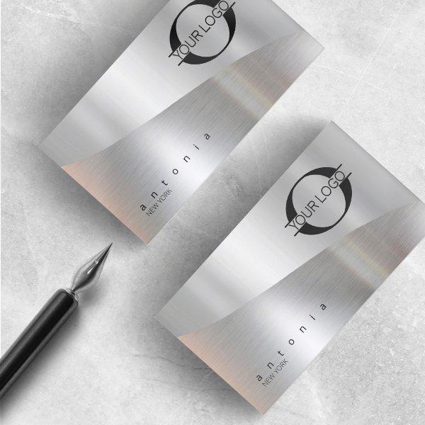Metal Wave Logo Two-Tone Silver ID809