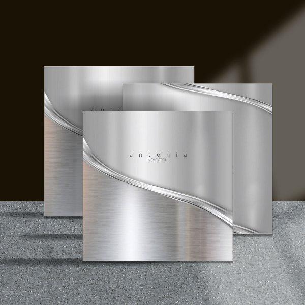 Metal Wave Two-Tone Silver Sq ID806 Square