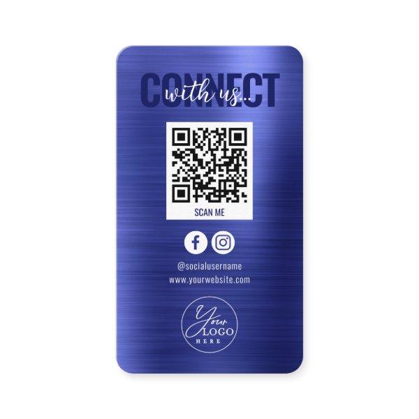 Metallic Blue Connect With Us Social Media QR Code