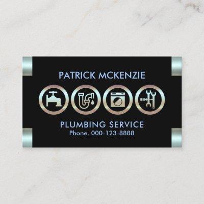 Metallic Blue Plumber Logo Tabs Plumbing