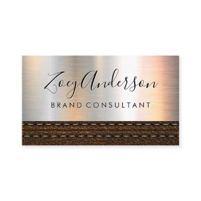 Metallic Brush Background | Brown Leather