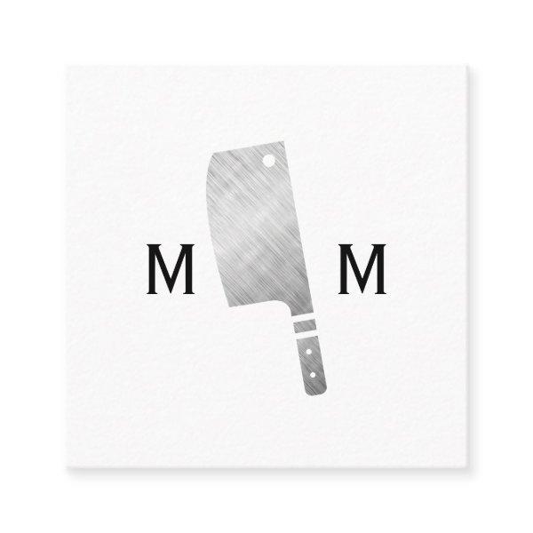 Metallic Butcher Knife Monogram Square