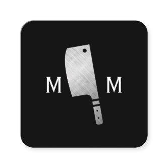 Metallic Butcher Knife Monogram Square
