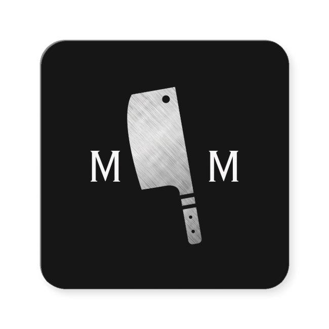 Metallic Butcher Knife Monogram Square