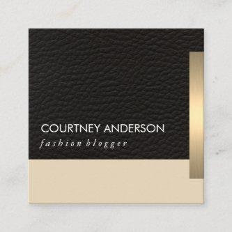 Metallic Gold Trim and Leather Square