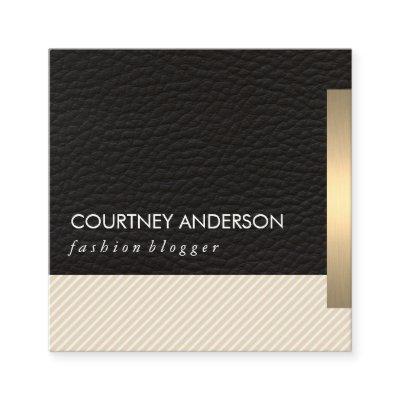 Metallic Gold Trim and Leather with Stripes Square