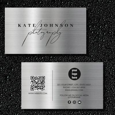 Metallic Signature Script QR Code Social Media