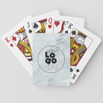 Metallic Silver Marble Business Logo Playing Cards