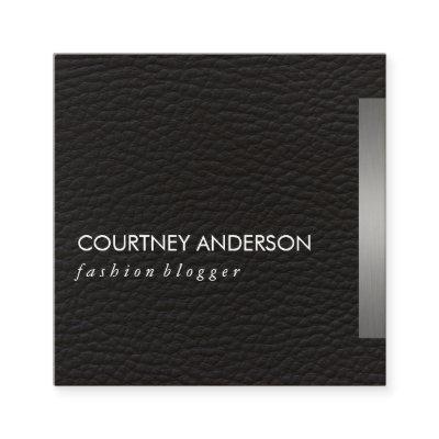 Metallic Silver Trim and Leather Square