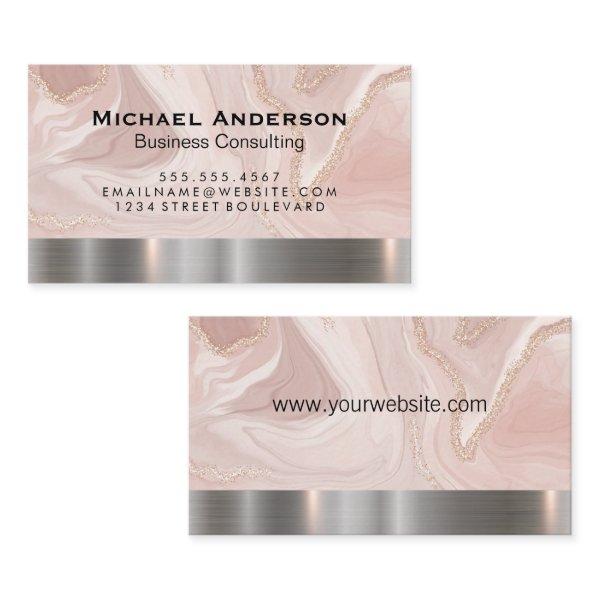 Metallic Silver Trim | Pink Marble Gold Flake