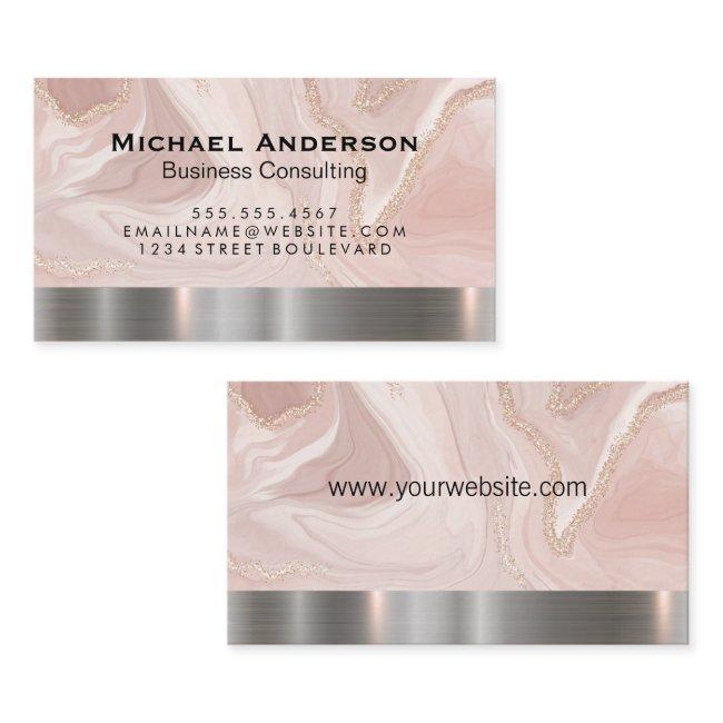 Metallic Silver Trim | Pink Marble Gold Flake