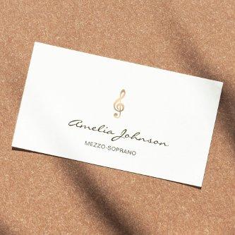 Mezzo Soprano Gold Treble Clef Elegant White