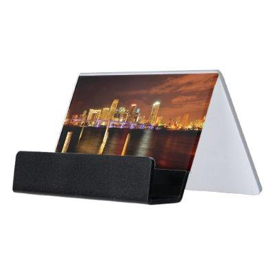 Miami skyline at night, Florida Desk  Holder