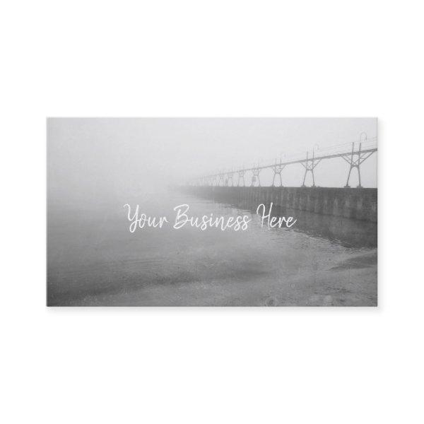 Michigan Lighthouse Foggy Sea Monochrome