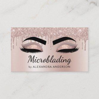 Microblading Eyebrows Dripping Glitter Rose Gold