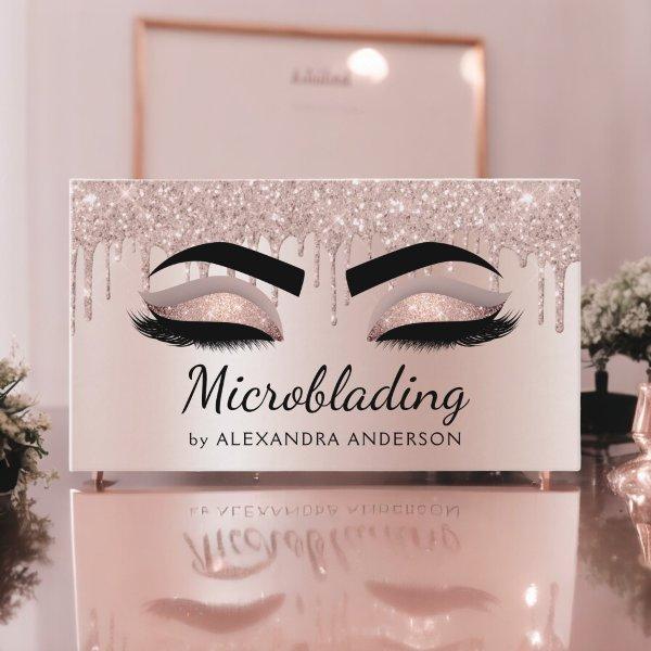 Microblading Eyebrows Dripping Glitter Rose Gold