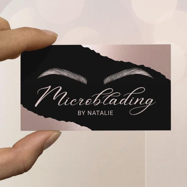Microblading Rose Gold Typography Brows Salon