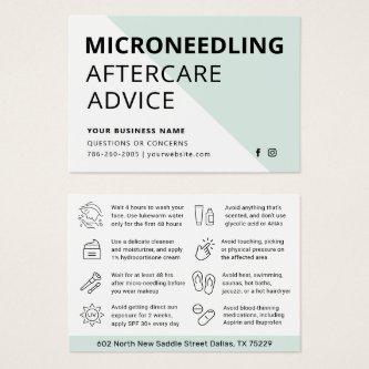 Microneedling Collagen Induction Aftercare Card