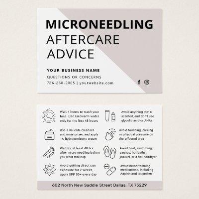 Microneedling Collagen Induction Aftercare Card