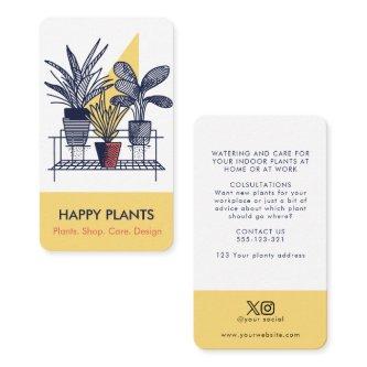 Mid Century Modern House Plant Yellow and Blue