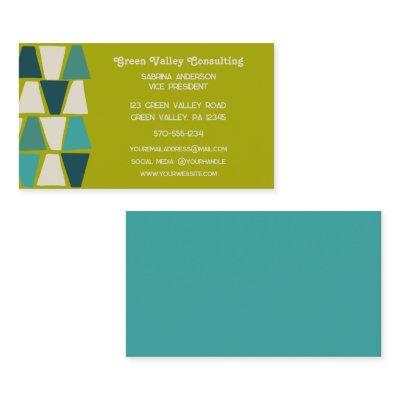 Midcentury Modern Lime Blue Geometric Print