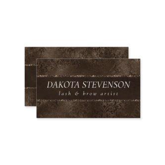 Midnight Bronze Romance | Satiny Grunge Damask