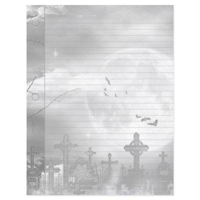 Midnight Flight Goth Cemetery Notebook Paper