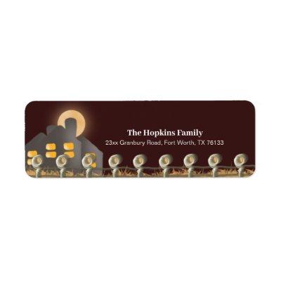 Midnight Red Rustic Farm Themed Return Address Label