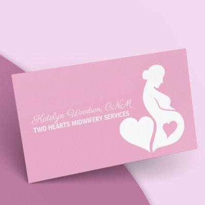 Midwife Beautiful Pregnancy Silhouette Pink Heart