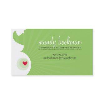 MIDWIFE CARD pregnant belly silhouette apple green