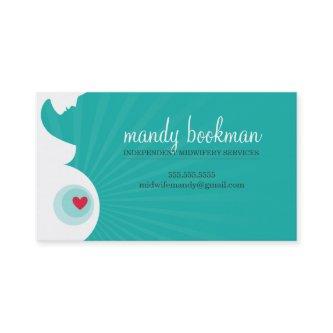MIDWIFE CARD pregnant belly silhouette jade green