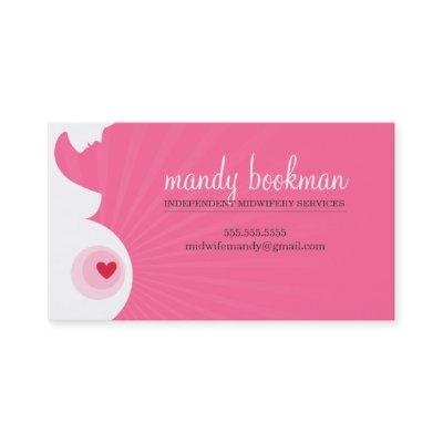 MIDWIFE CARD pregnant belly silhouette pink