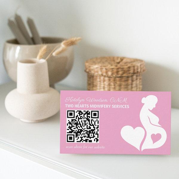 Midwife Doula Pink Pregnancy Silhouette QR Code