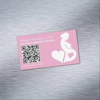 Midwife or Doula Pink Pregnancy OBGYN QR Code  Magnet