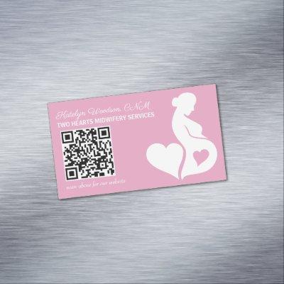 Midwife or Doula Pink Pregnancy OBGYN QR Code  Magnet