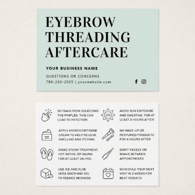 Mighty Mint Eyebrow Threading Aftercare Card
