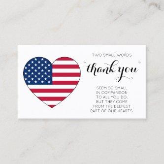 Military Patriotic Heart American Flag Thank You