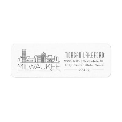 Milwaukee, Wisconsin Stylized Skyline | Label