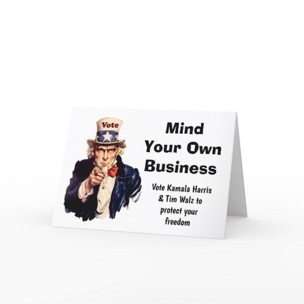 Mind Your Own Business Harris Walz 2024 Card